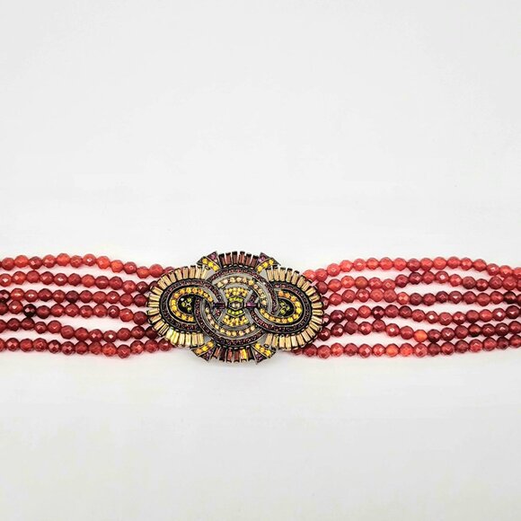 Heidi Daus Carnelian and Swarovski Crystal Choker Statement Necklace - Picture 6 of 9